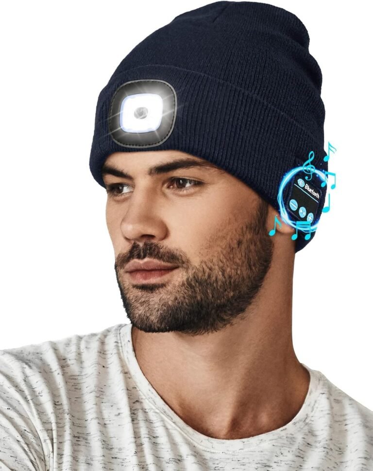 a bluetooth beanie with led light has 3 in 1 feature to keep you warm with built-in earphones and a flashlight. best gift idea for your boyfriend on Christmas