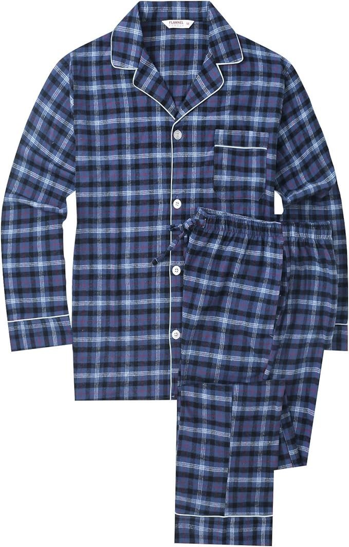 a plaid flannel holiday pajama set gift idea for your boyfriend for Christmas to keep your boyfriend cozy and warm this holiday.