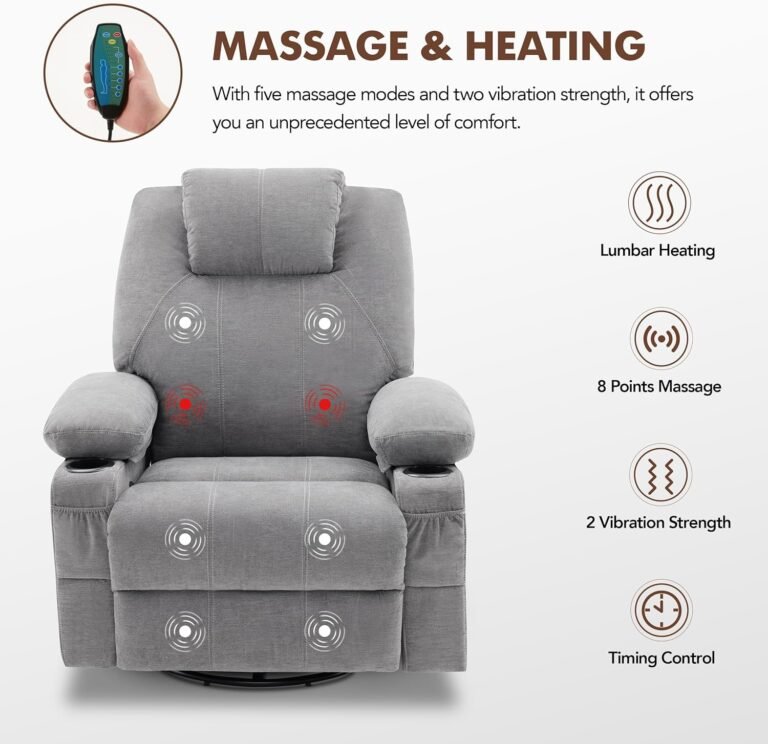 the ultimate reclining massage chair with built in heating, swivel, cup holders, and usb ports for unwinding. A perfect Christmas gift for tired dad