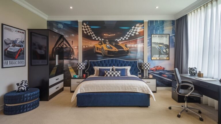 bedroom design idea for a teen boy-who is a car enthusiast